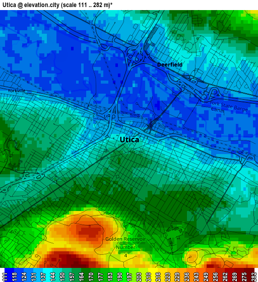 Utica elevation map