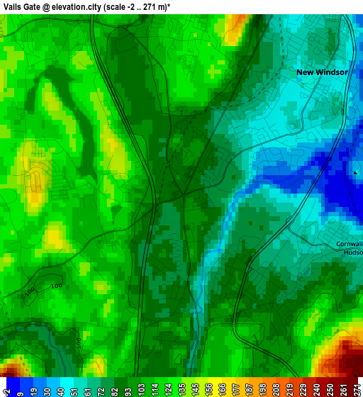 Vails Gate elevation map