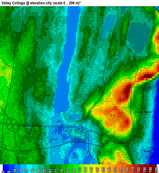 Valley Cottage elevation map