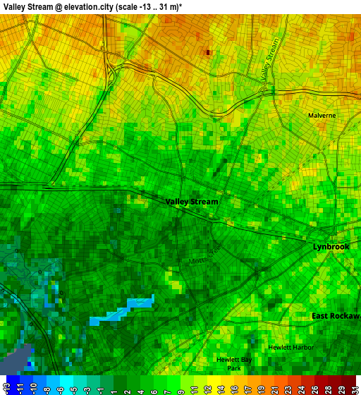 Valley Stream elevation map