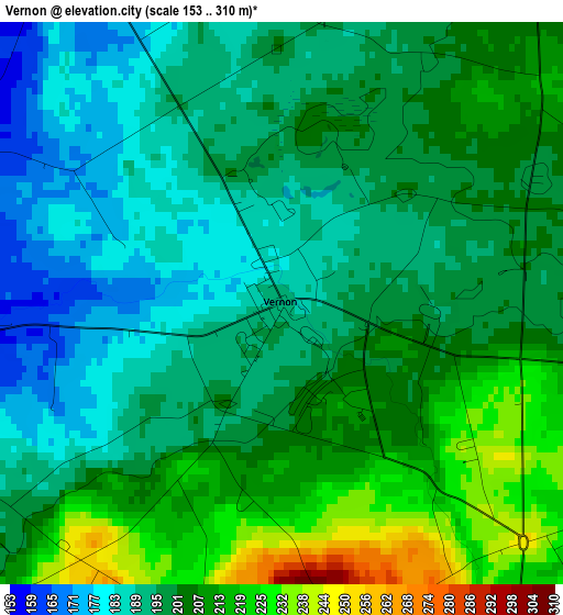 Vernon elevation map