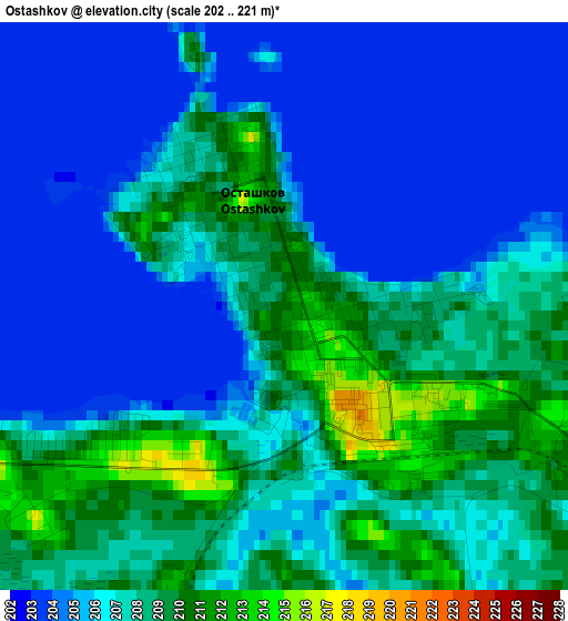 Ostashkov elevation map