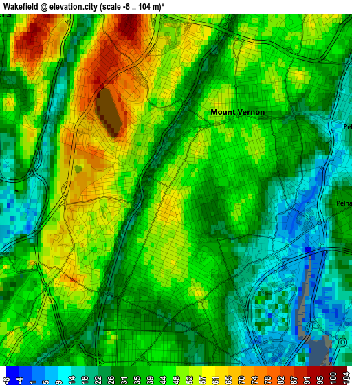 Wakefield elevation map