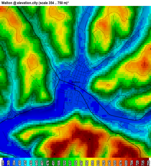 Walton elevation map