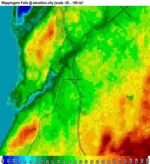 Wappingers Falls elevation map