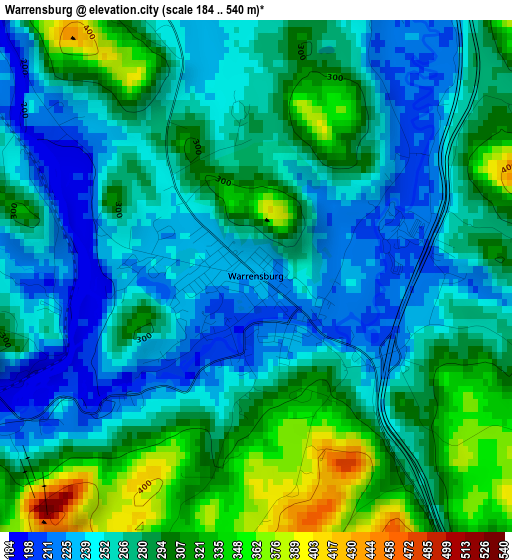 Warrensburg elevation map