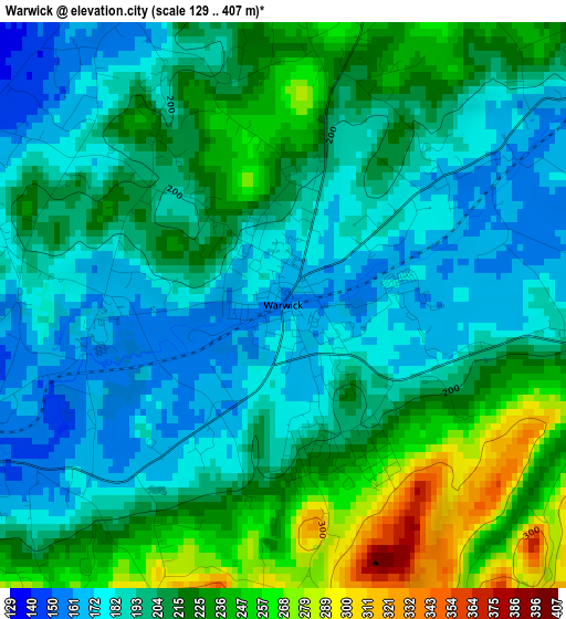 Warwick elevation map