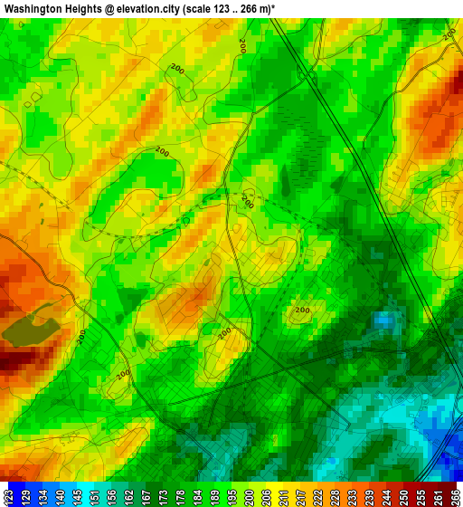 Washington Heights elevation map