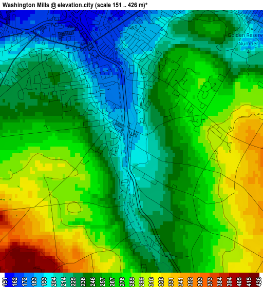 Washington Mills elevation map