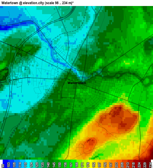 Watertown elevation map