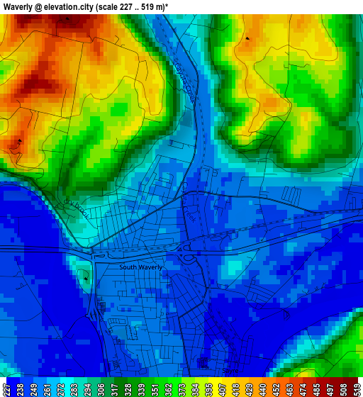 Waverly elevation map