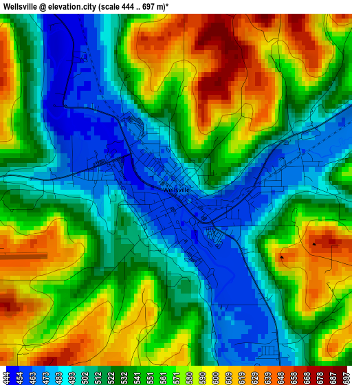 Wellsville elevation map