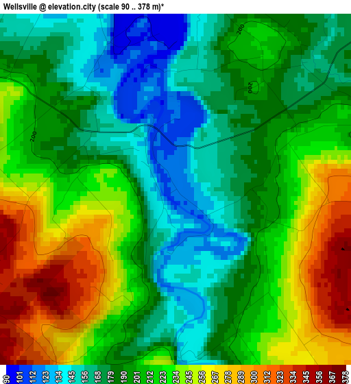 Wellsville elevation map