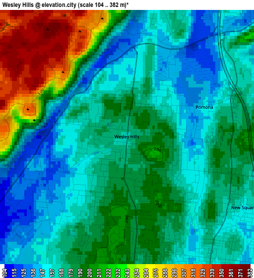 Wesley Hills elevation map