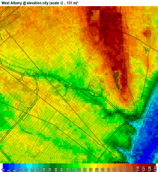 West Albany elevation map