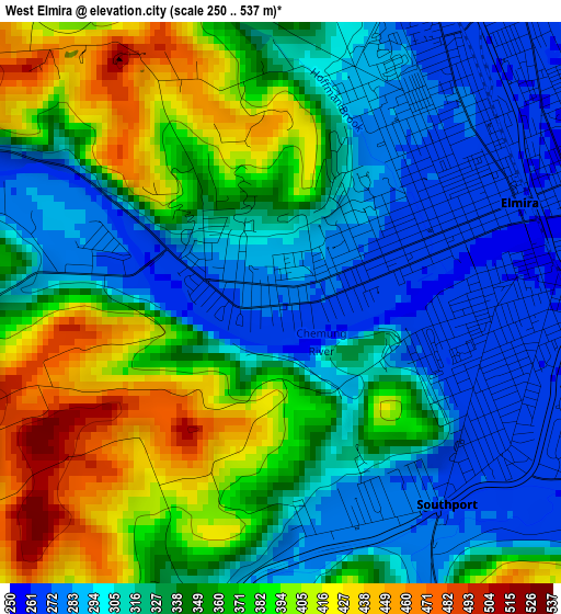 West Elmira elevation map