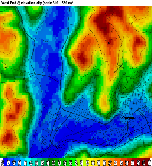 West End elevation map