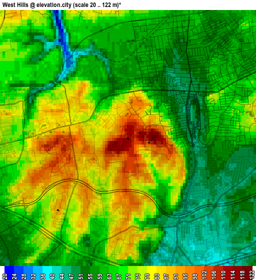 West Hills elevation map