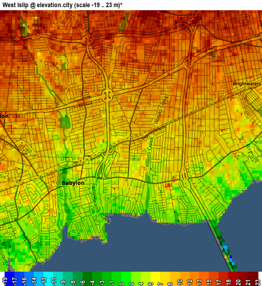 West Islip elevation map