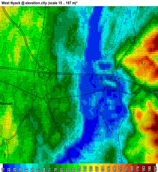 West Nyack elevation map