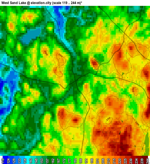 West Sand Lake elevation map