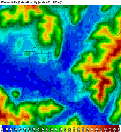 Weston Mills elevation map