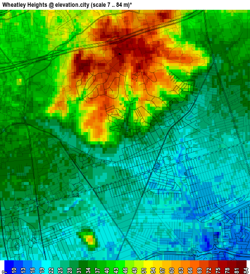 Wheatley Heights elevation map