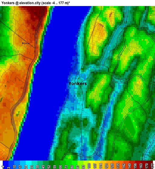 Yonkers elevation map