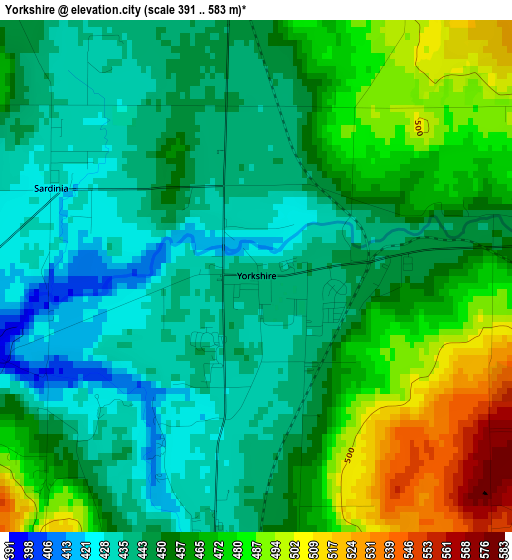 Yorkshire elevation map