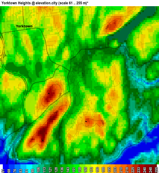 Yorktown Heights elevation map