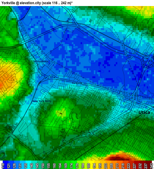 Yorkville elevation map