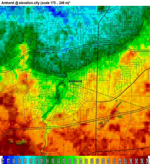 Amherst elevation map