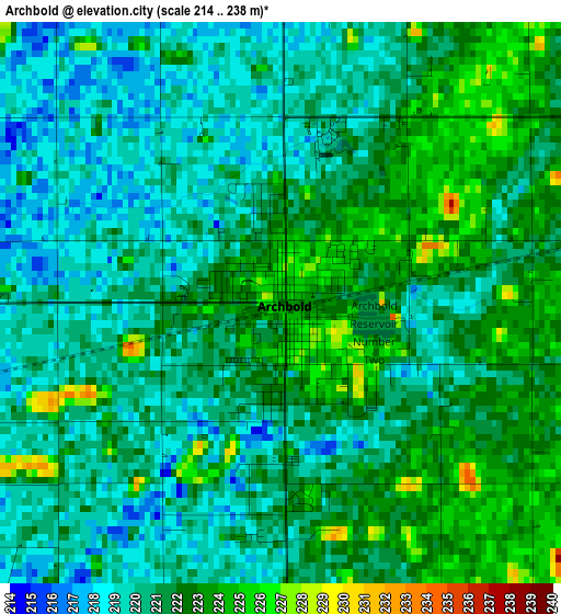 Archbold elevation map