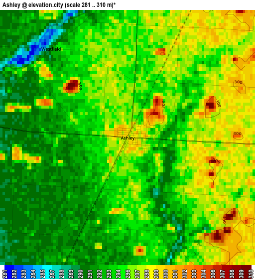 Ashley elevation map