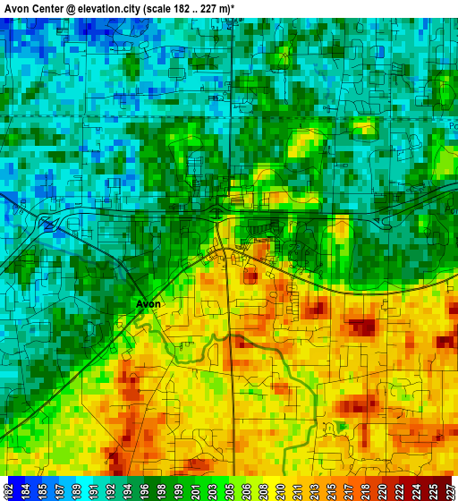 Avon Center elevation map