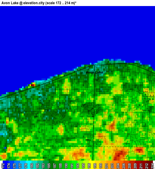 Avon Lake elevation map