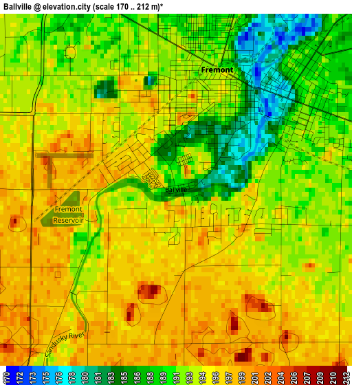 Ballville elevation map