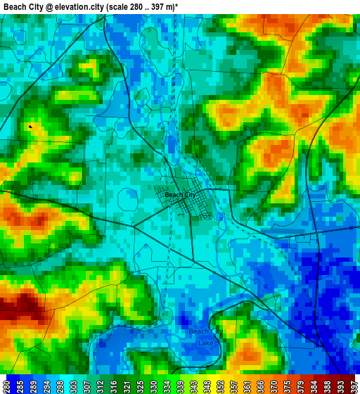 Beach City elevation map