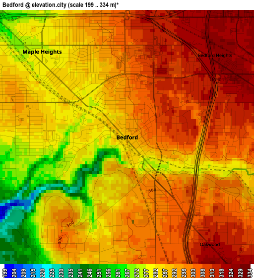 Bedford elevation map