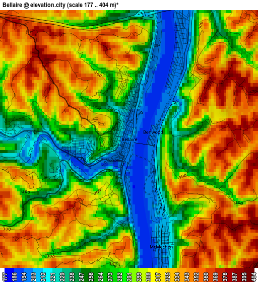 Bellaire elevation map