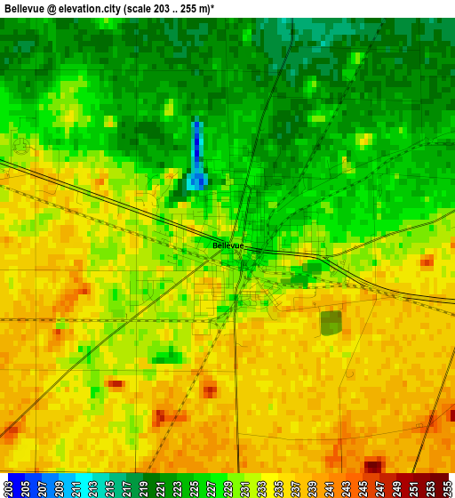 Bellevue elevation map