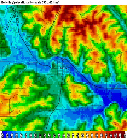 Bellville elevation map