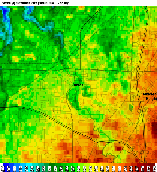 Berea elevation map