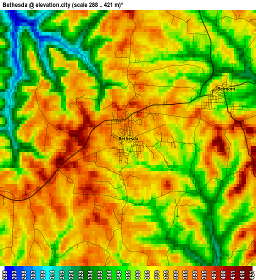 Bethesda elevation map