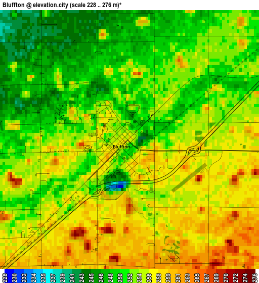 Bluffton elevation map