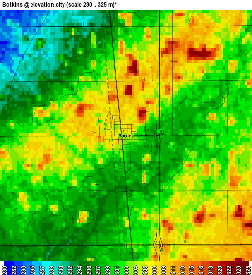 Botkins elevation map