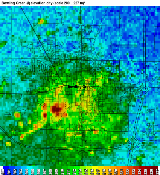 Bowling Green elevation map