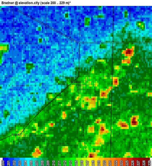 Bradner elevation map