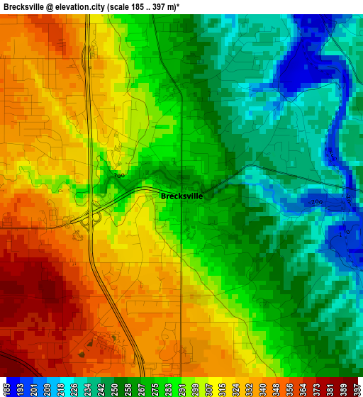 Brecksville elevation map