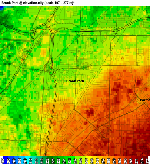 Brook Park elevation map